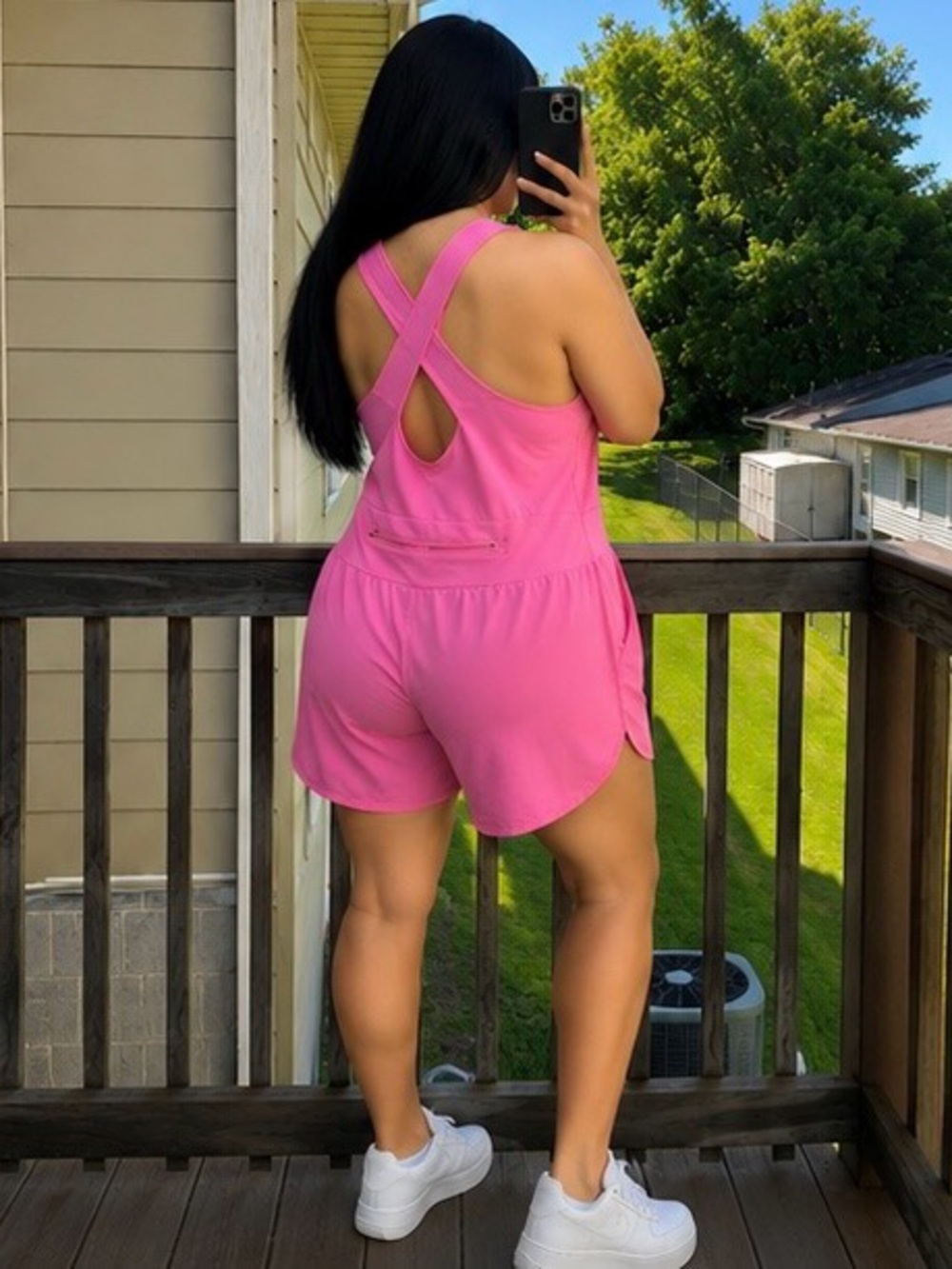 Avia Hot Pink Crossback Romper